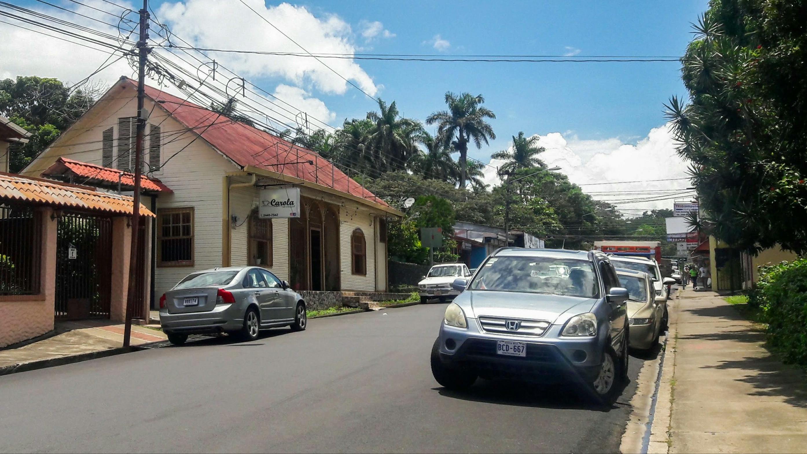 Cars on the street in Atenas, Costa Rica