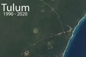 This time-lapse of Google's satellite image shows just how quickly Tulum has grown in the space of two decades. Maps data: Google, ©2021 INEGI.