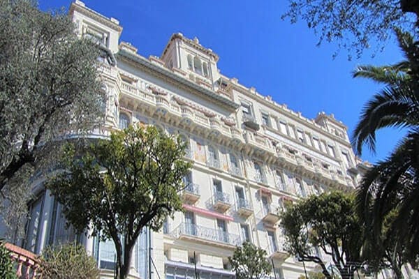 The Riviera Palace is an extravagant mix of balconies, towers, loggias, and ceramic motifs.