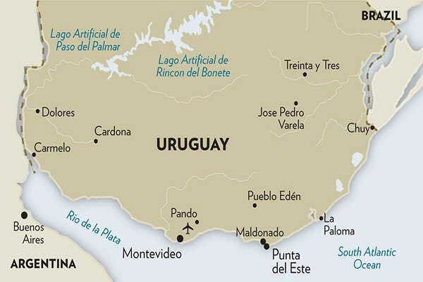 Uruguay Cities and Towns Map