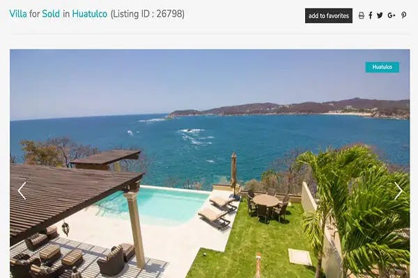 This four-bedroom, 5,000-square-foot villa on Mirador Chahue, one of Huatulco's hot areas sold recently. List price was $999,000.
