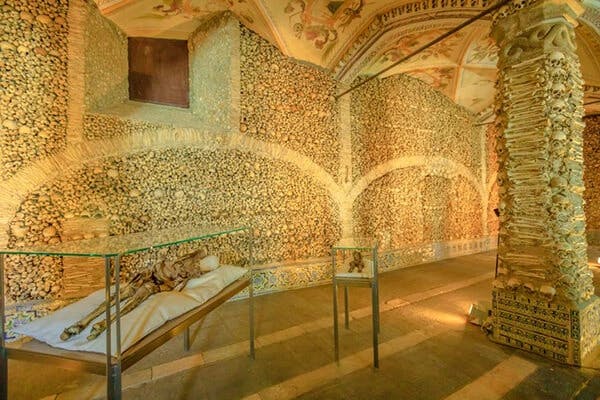 The biggest tourist draw in Evora is probably the Chapel of Bones. The Franciscans decorated the wall of their chapel with the bones of around 5,000 people. Don’t ask me why…